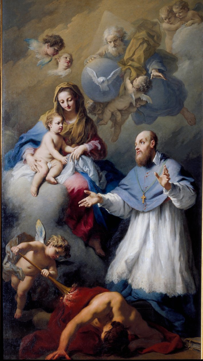 Virgin and Child with Saint Francois-de-Sales, Representation of the Holy Trinity by Jacopo Amigoni