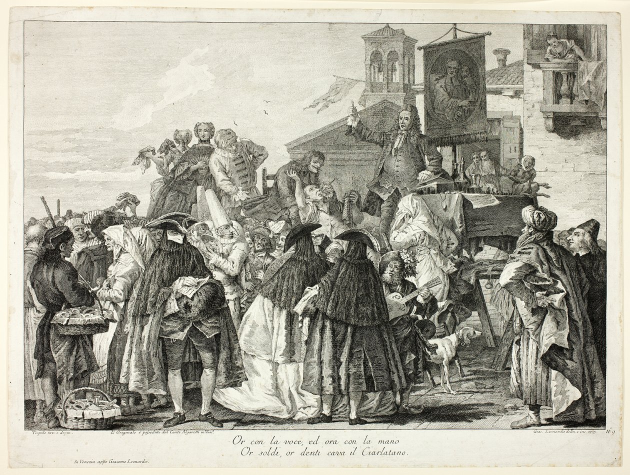 The Tooth Puller, Plate Nine from Selection of Pictures from Venetian Collections by Jacopo Leonardis