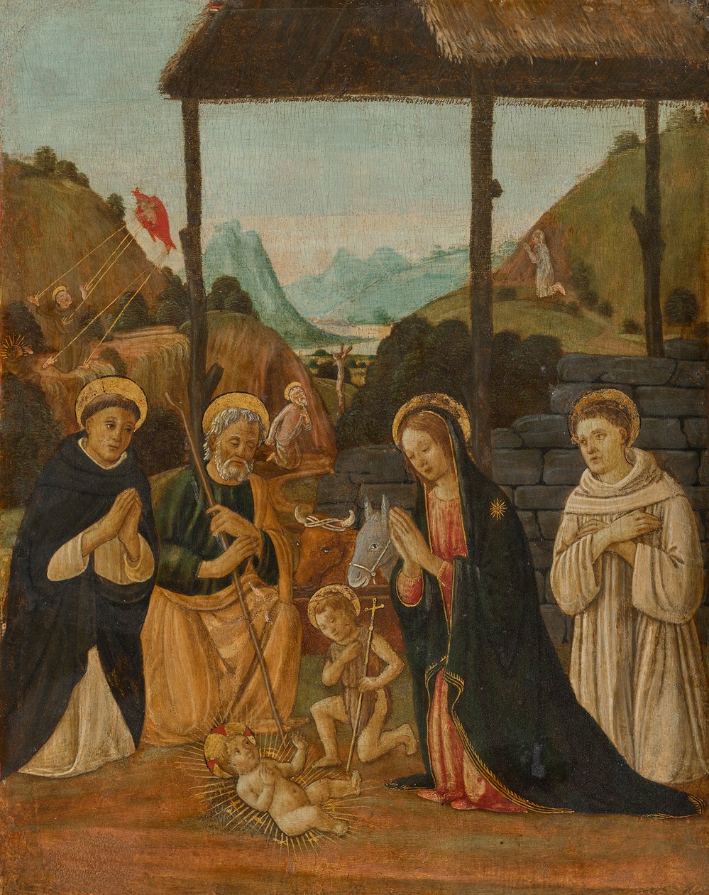 Adoration of the Child in the Presence of the Young John and Saints Dominic and Bernard of Clairvaux by Jacopo del Sellaio