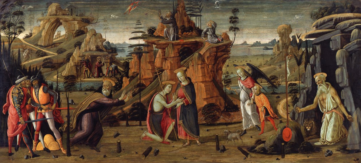 Landscape with Biblical Scenes and Scenes from Legends of Saints by Jacopo del Sellaio