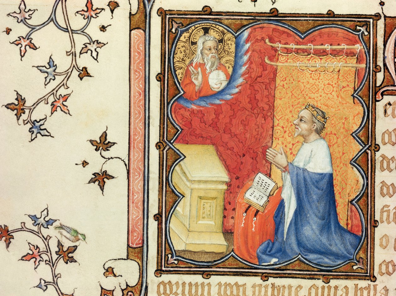 Jean de France (1340-1416) Duke of Berry Praying Before the Eternal Father, from Les Petites Heures de Duc de Berry by Jacquemart de Hesdin