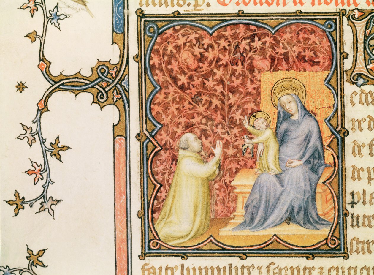 Jean de France, Duke of Berry Praying Before the Virgin and Child, from Les Petites Heures de Duc de Berry, c.1385-90 by Jacquemart de Hesdin