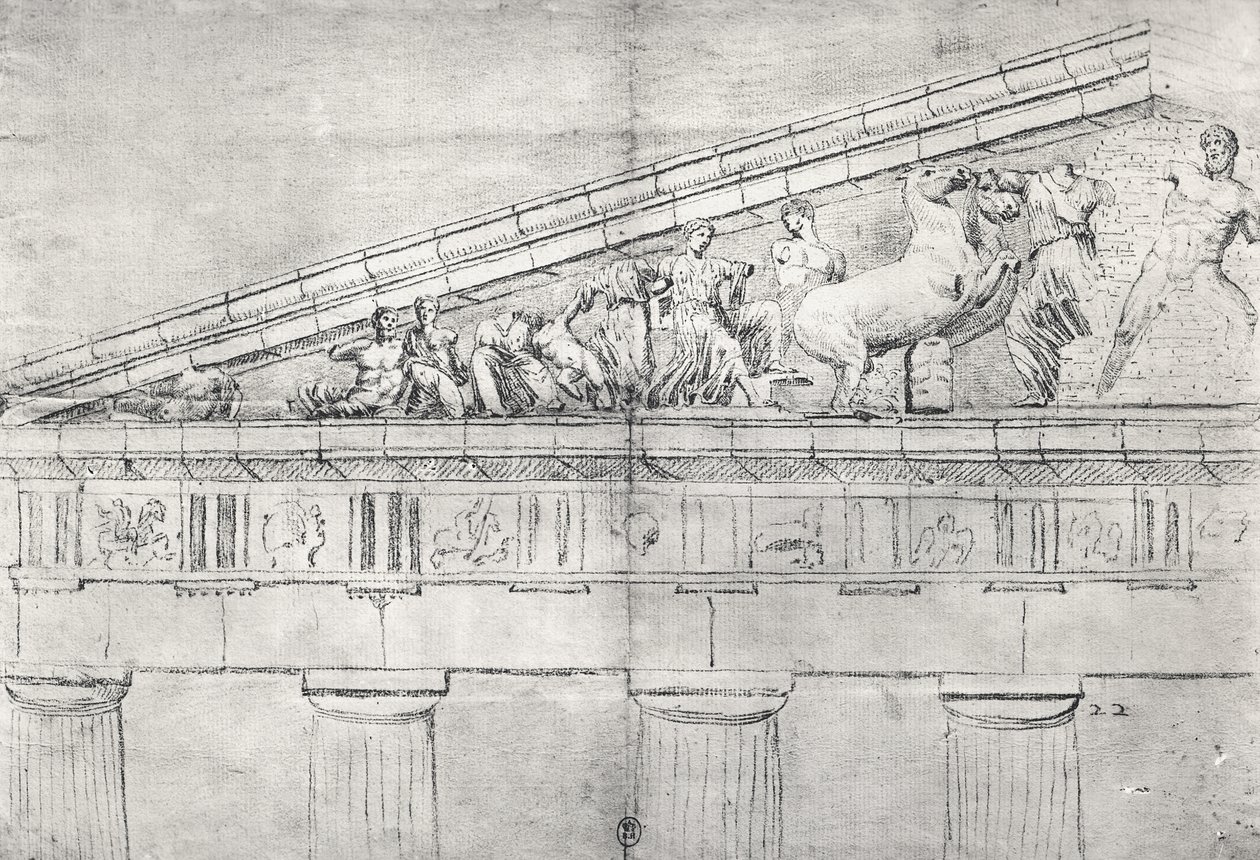 Study of a Pediment from the Parthenon by Jacques Carrey