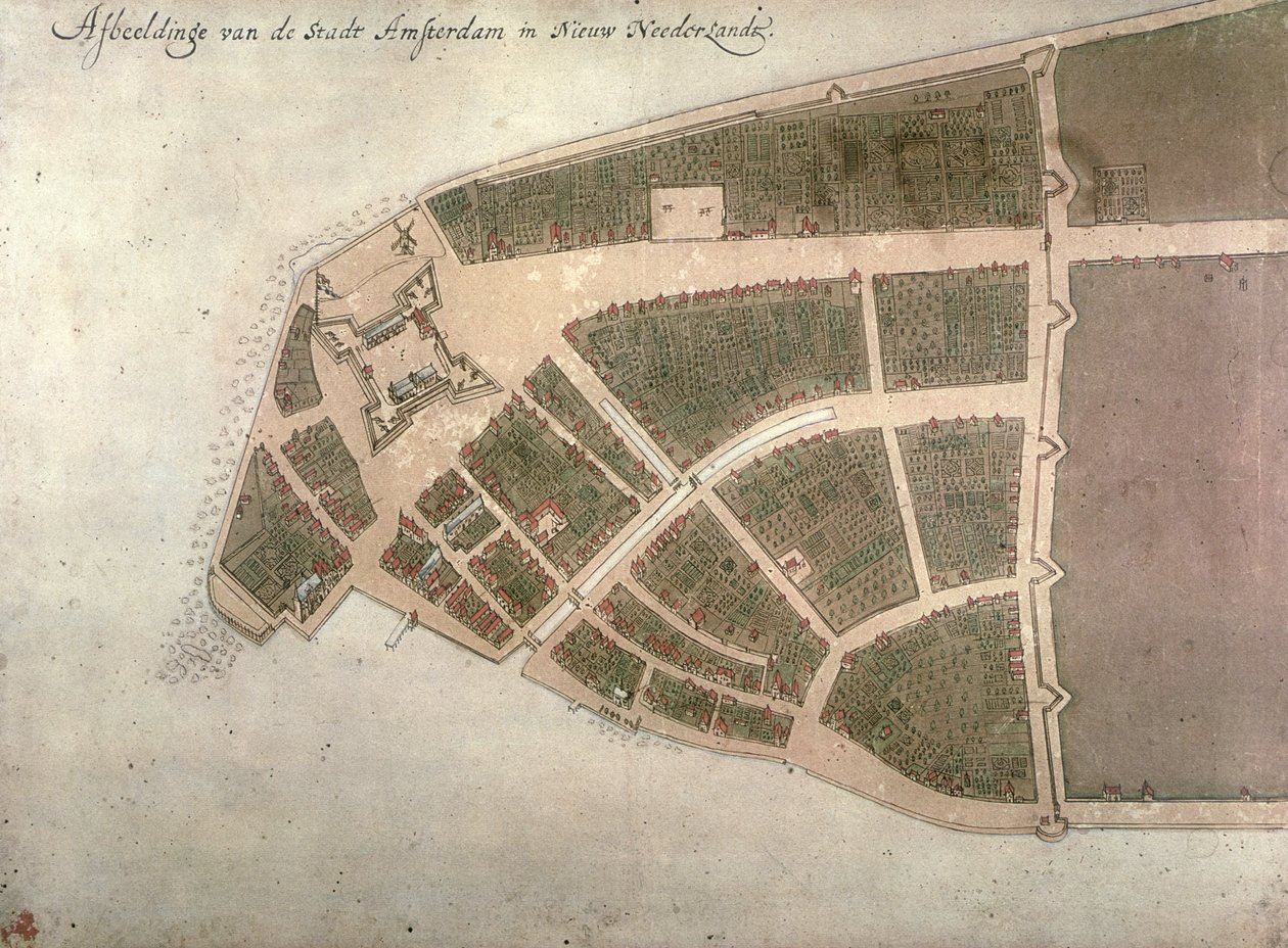 View of New Amsterdam, Costello Plan, 1660 by Jacques Cortelyou