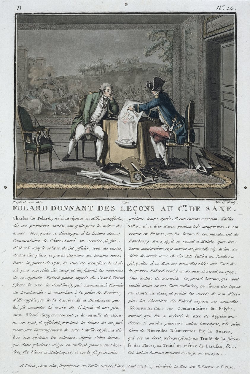Charles, Chevalier de Folard instructs the Count of Saxony, 1790 by Jacques Francois Joseph Swebach