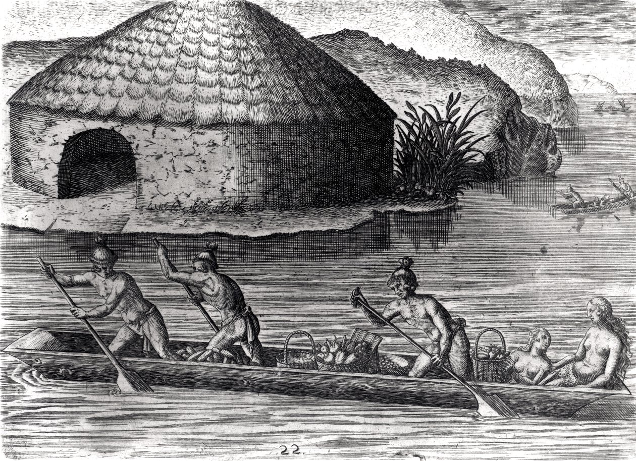 Florida Indians Storing their Crops in the Public Granary, from 
