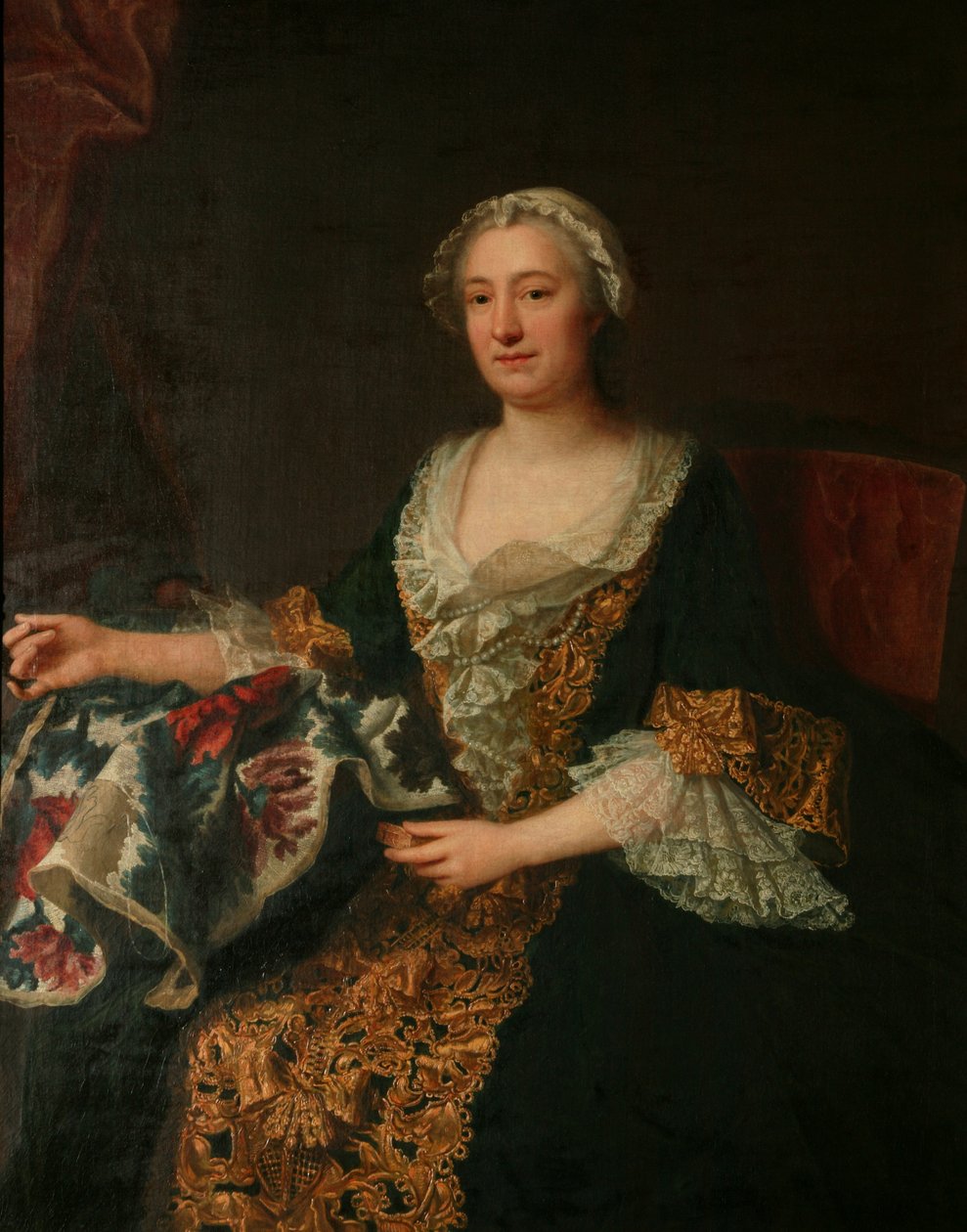 The Marquise de Castellane with Her Embroidery, After 1743 by Jacques Andre Joseph Camelot Aved