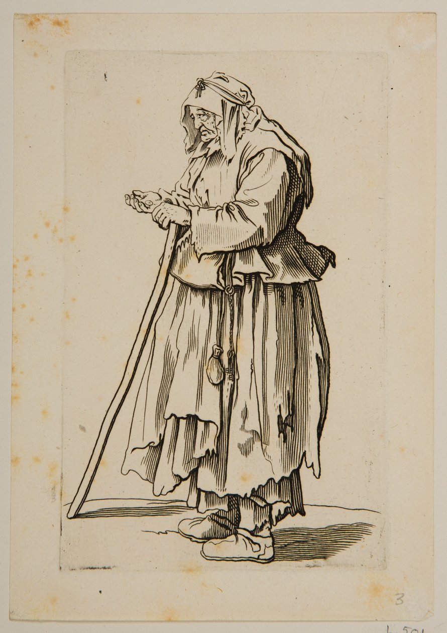 Beggar Woman Receiving Alms by Jacques Callot