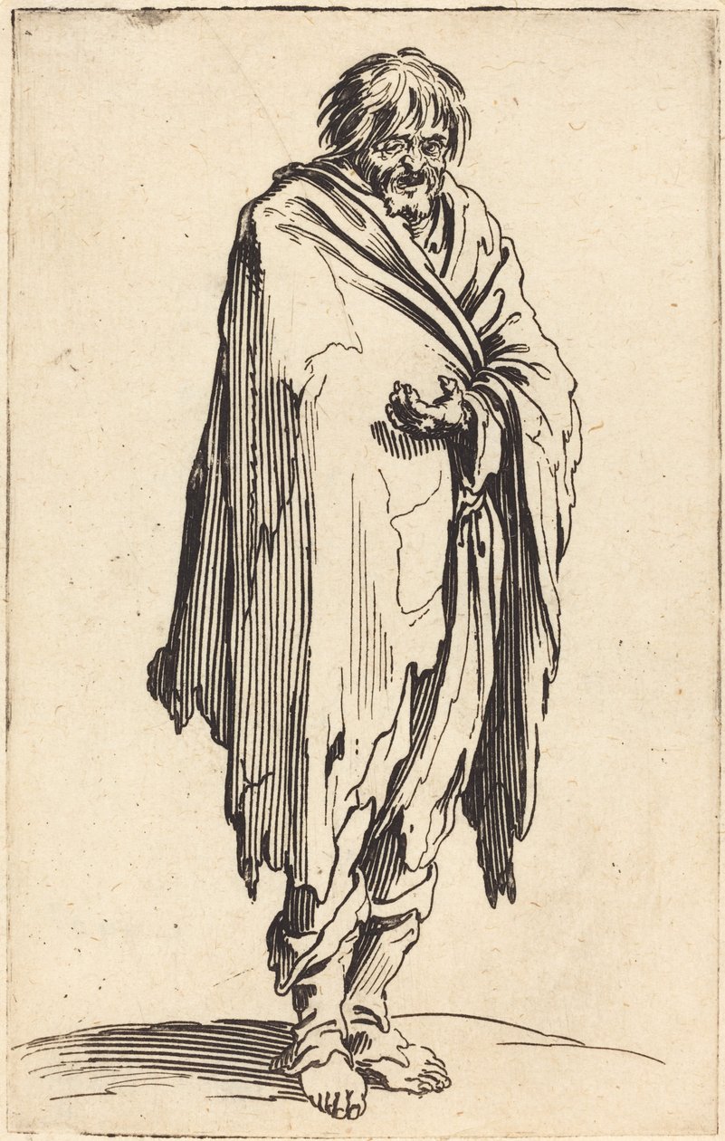 Beggar with Bare Head and Feet by Jacques Callot