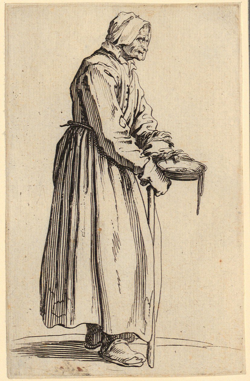 Female Beggar with Plate, Plate 20 from the series “The Beggars” by Jacques Callot