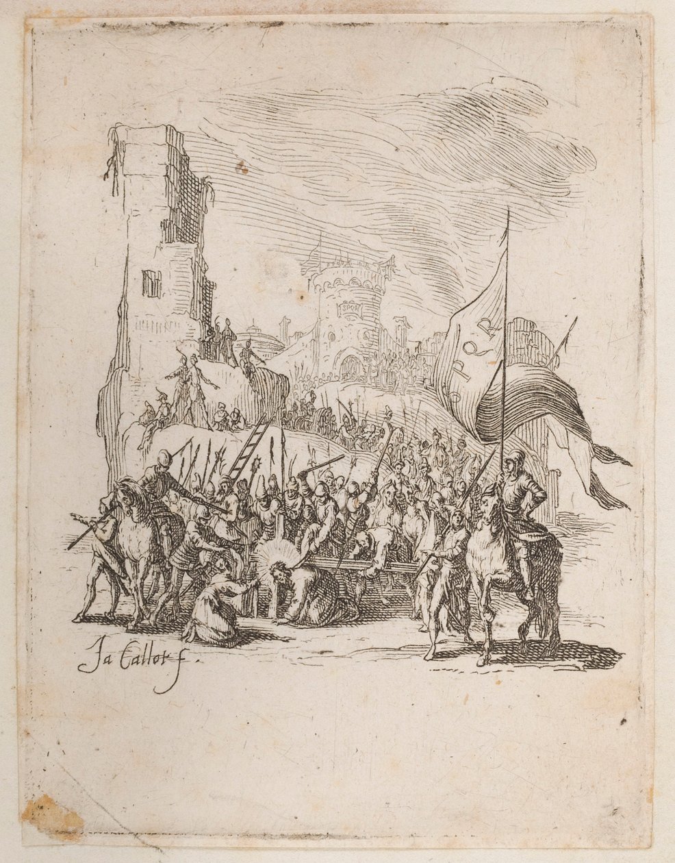 Christ Carrying the Cross, no. 10 of 11 from La Petite Passion by Jacques Callot