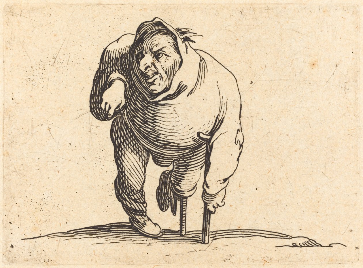 Cripple with Crutch and Wooden Leg by Jacques Callot