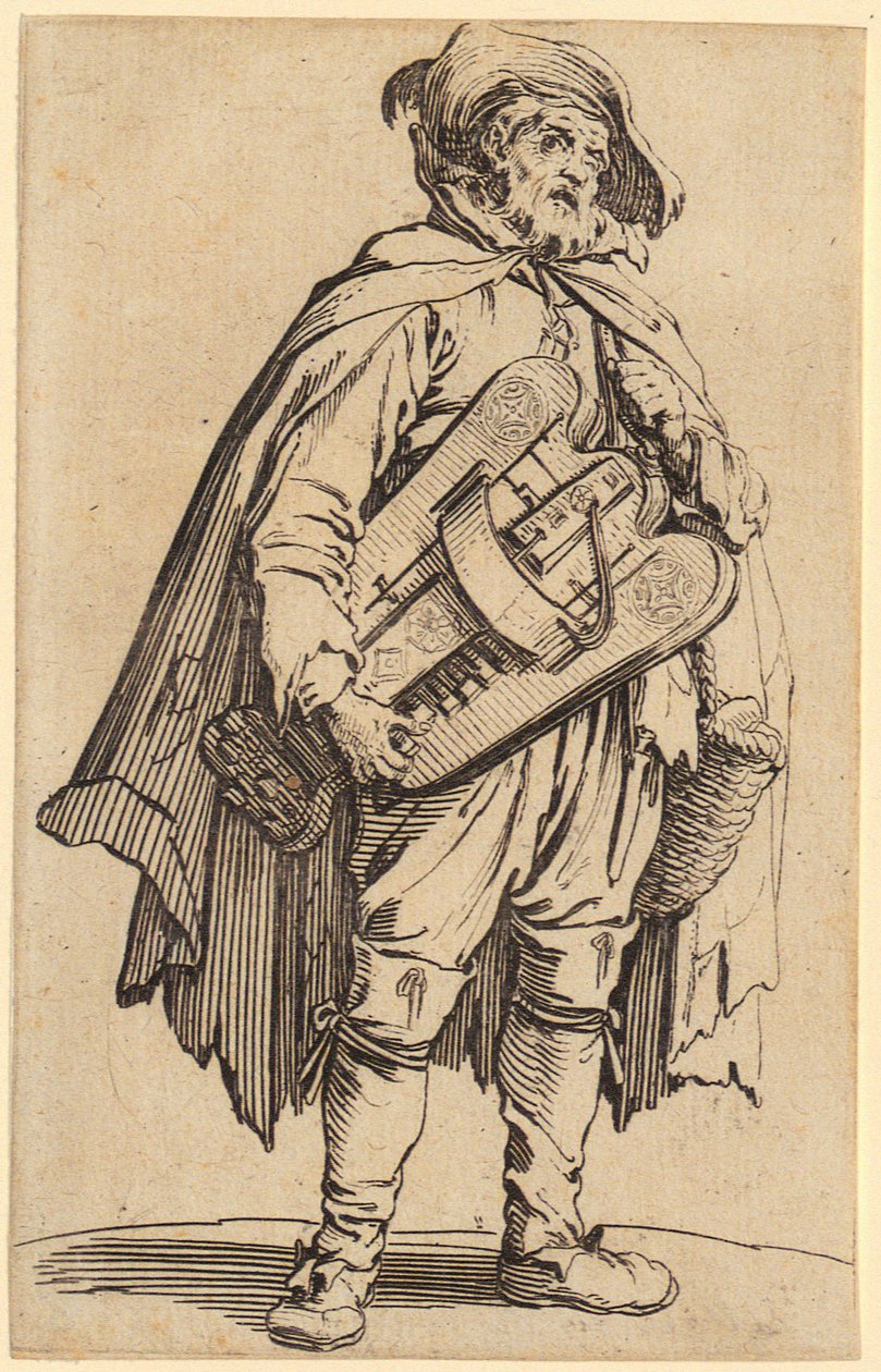 Hurdy-Gurdy Player, Plate 2 from the Series “The Beggars” by Jacques Callot