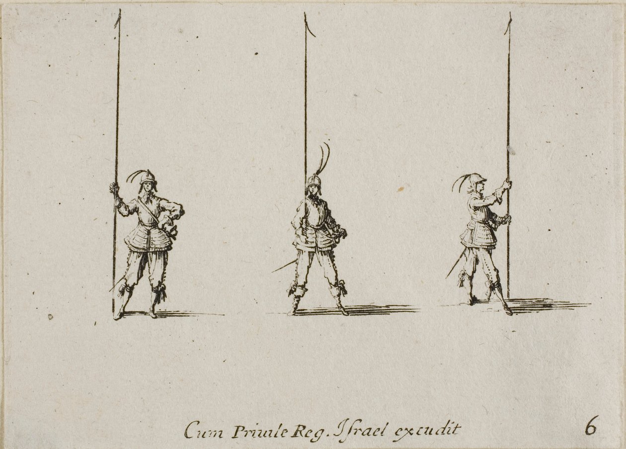 Drill with Raised Pike (plate six from The Military Exercises) by Jacques Callot