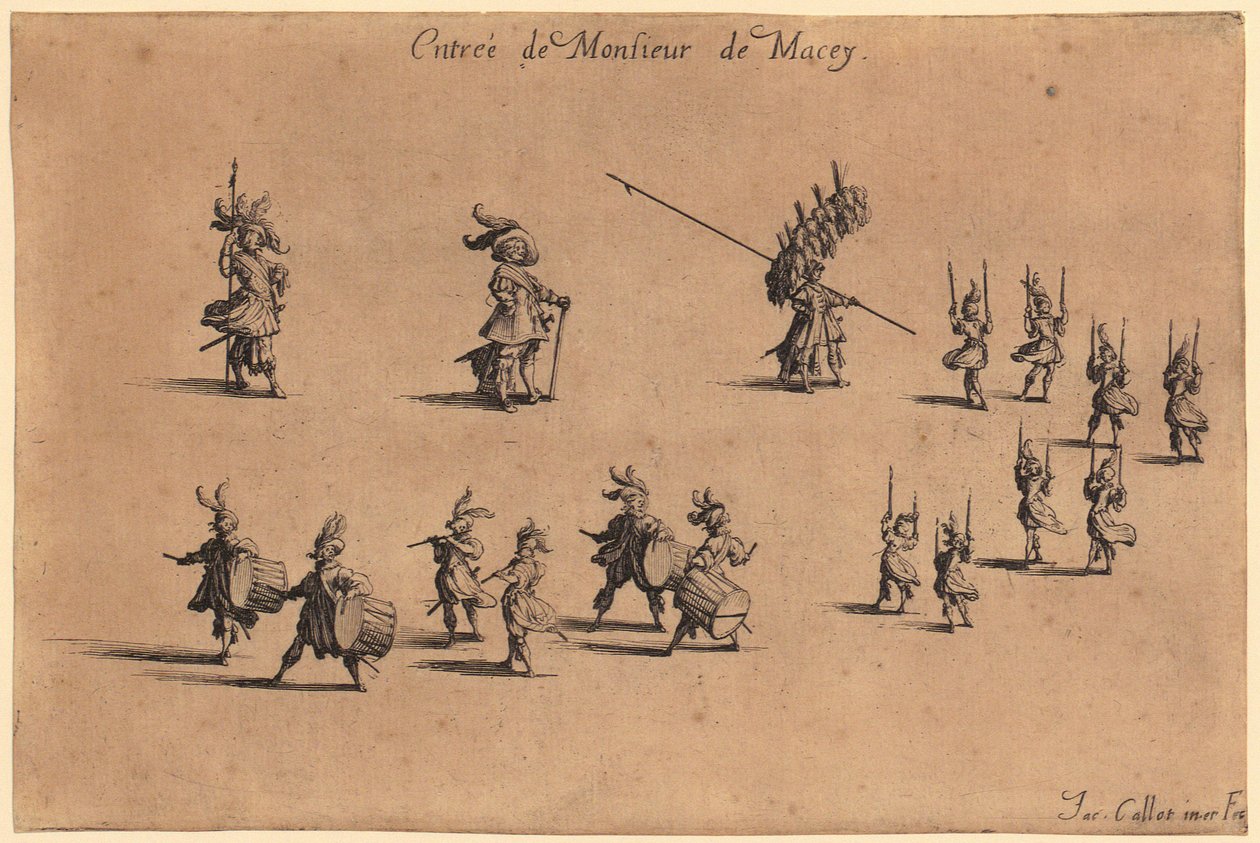 Gentleman in a fur-trimmed coat, hands clasped behind his back, plate 7 from the series "The Nobility" by Jacques Callot