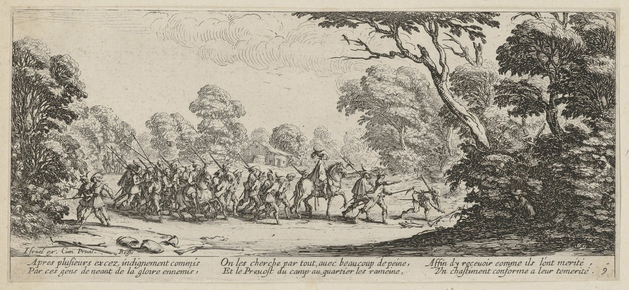 Discovery of the Criminals, Plate 9 of the Series "Horrors of War" by Jacques Callot