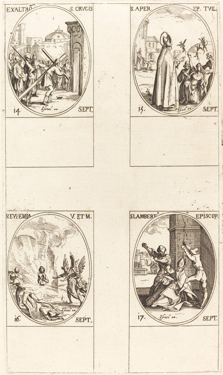 Exaltation of the Holy Cross; St. Aper; St. Euphemia; St. Lambert by Jacques Callot