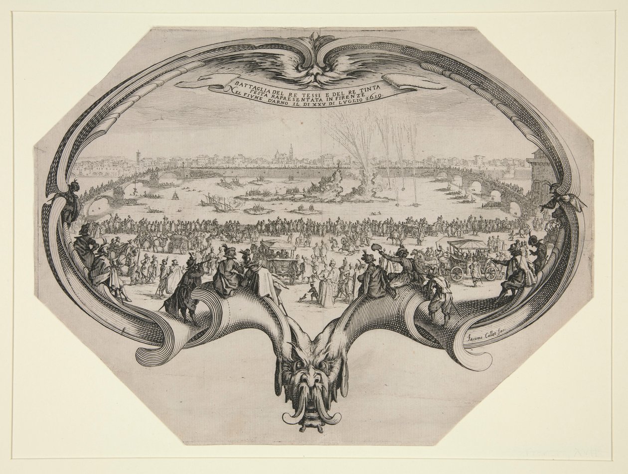 Festival of the Dyers and Weavers of Florence, July 25, 1619 on the Arno by Jacques Callot