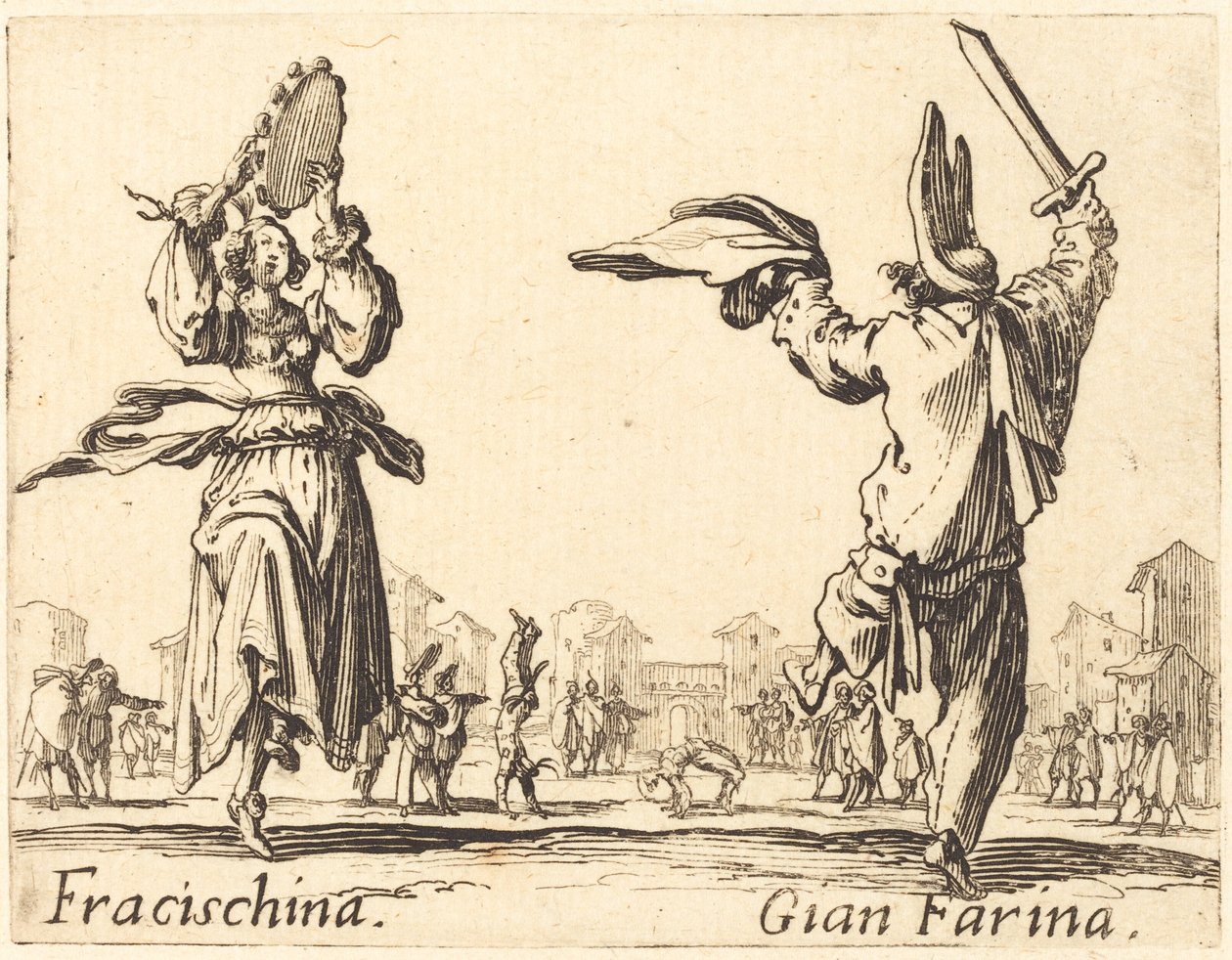 Fracischina and Gian Farina by Jacques Callot