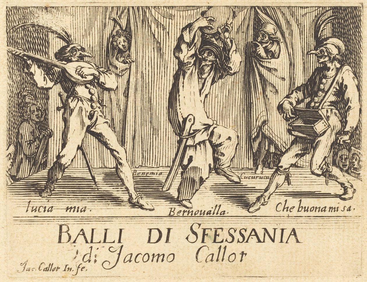 Frontispiece for Balli di Sfessania, c. 1622 by Jacques Callot