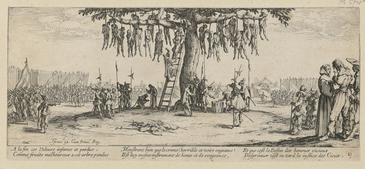 Hanging, Plate 11 from the Series "Horrors of War" by Jacques Callot