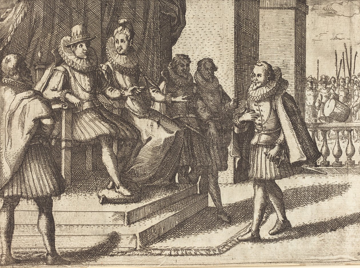 King and Queen in Consultation about the Turks [recto], 1612 by Jacques Callot