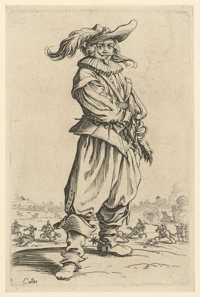 Warrior with the Large Feather Hat by Jacques Callot