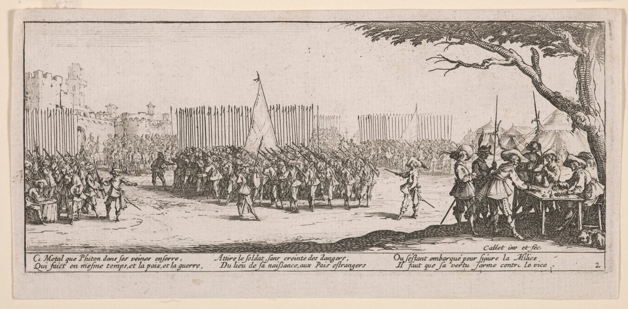 Enrolling the Troops, Illustration from The Large Miseries of War by Jacques Callot