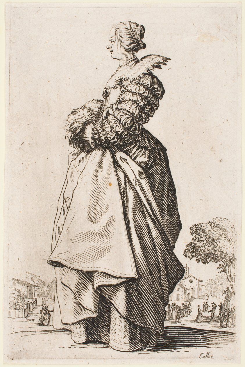 Lady with a Muff, from the series “The Nobility of Lorraine” by Jacques Callot