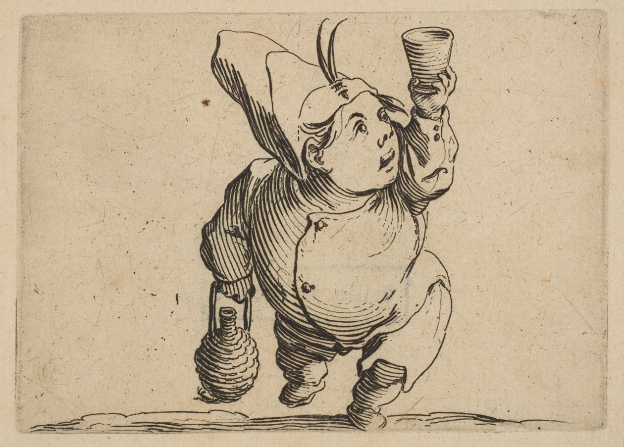 The Drinker Viewed from the Front, from Varie Figure Gobbi by Jacques Callot