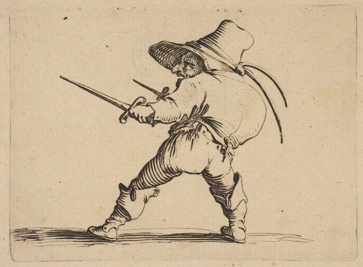 The Duelist with a Sword and Dagger, from Various, 1616-22 by Jacques Callot