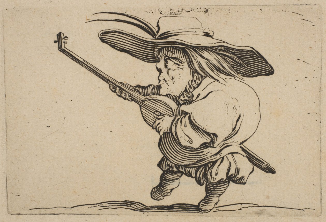 The Lute Player (Le Joeuer de Luth) from Varie Figure Gobbi by Jacques Callot