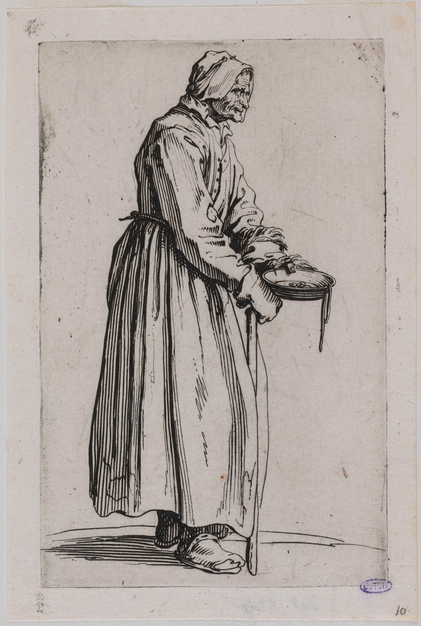 The Beggars, The Beggar Woman with a Bowl. Twentieth Number of a Suite of 25 Pieces (Lieure 498, Meaume 704) by Jacques Callot