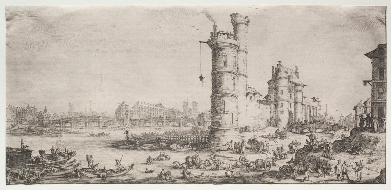 The Two Great Views of Paris: View of the Pont Neuf, 1628-1630 by Jacques Callot