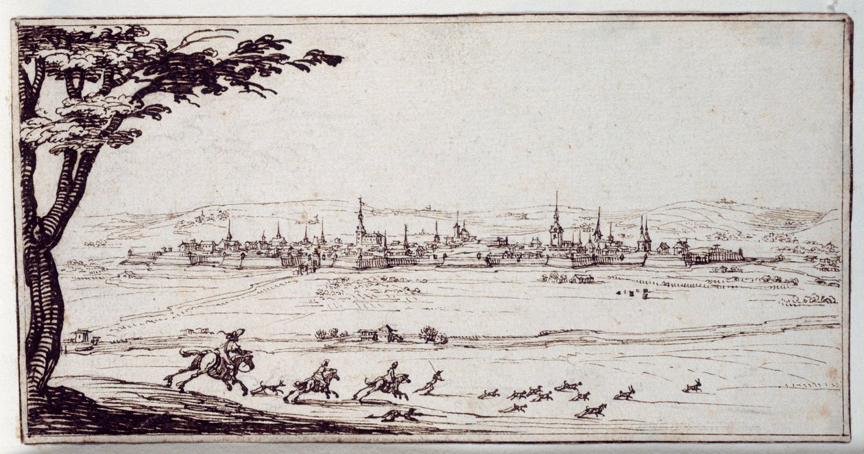 Nancy in the Distance: Harriers Pursuing a Hare by Jacques Callot