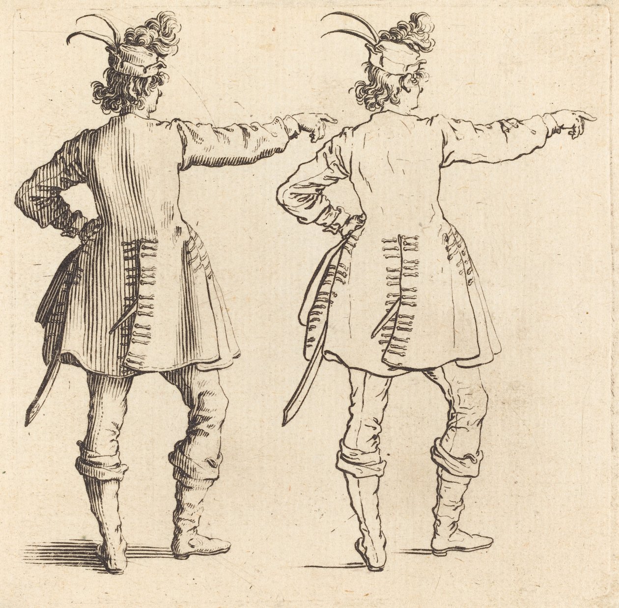 Officer with Feathers in Cap, Seen from Behind by Jacques Callot