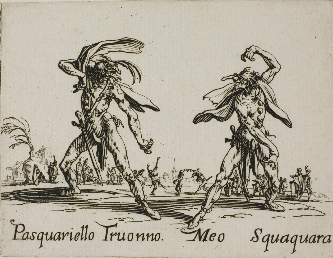 Meo Squaquara, plate 20 from Balli di Sfessania by Jacques Callot