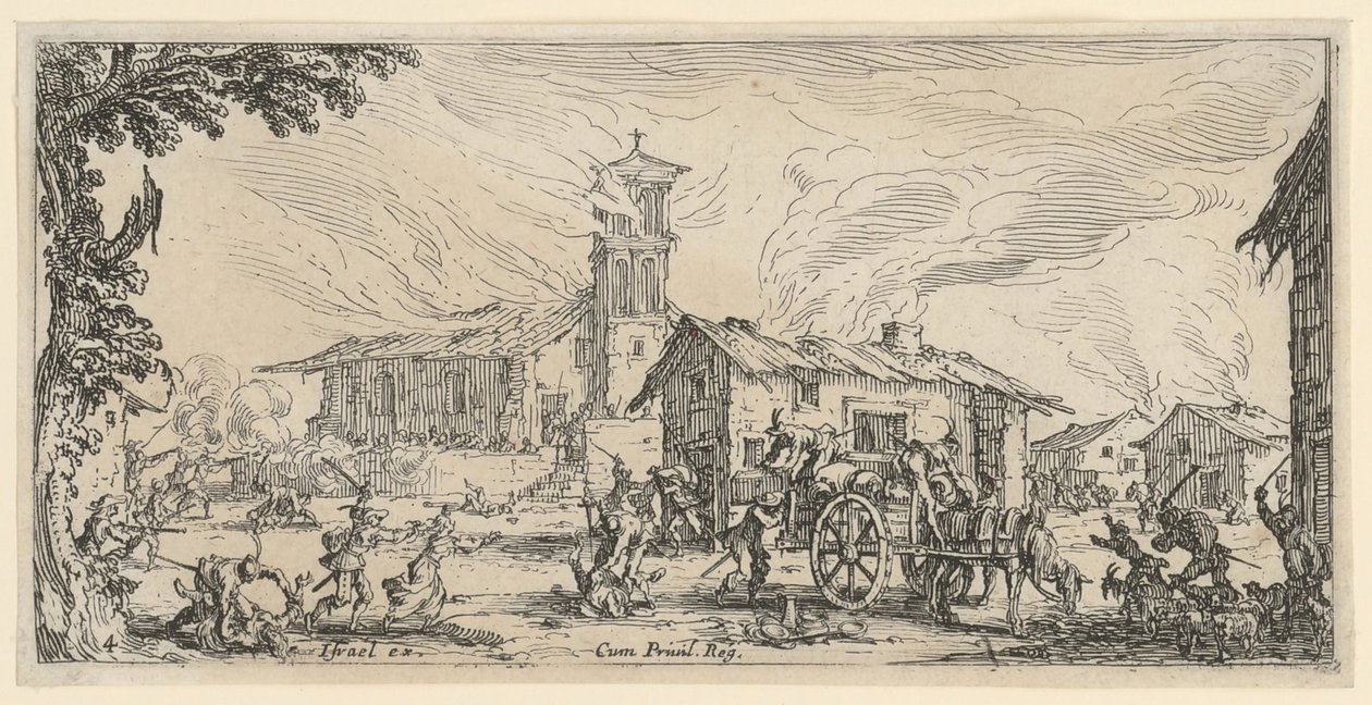 Plundering and Burning of a Village by Jacques Callot