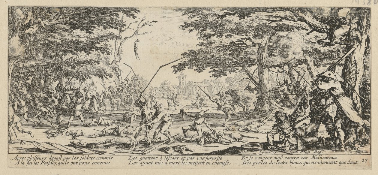 Revenge of the Peasants, Plate 17 from the Series "Horrors of War" by Jacques Callot