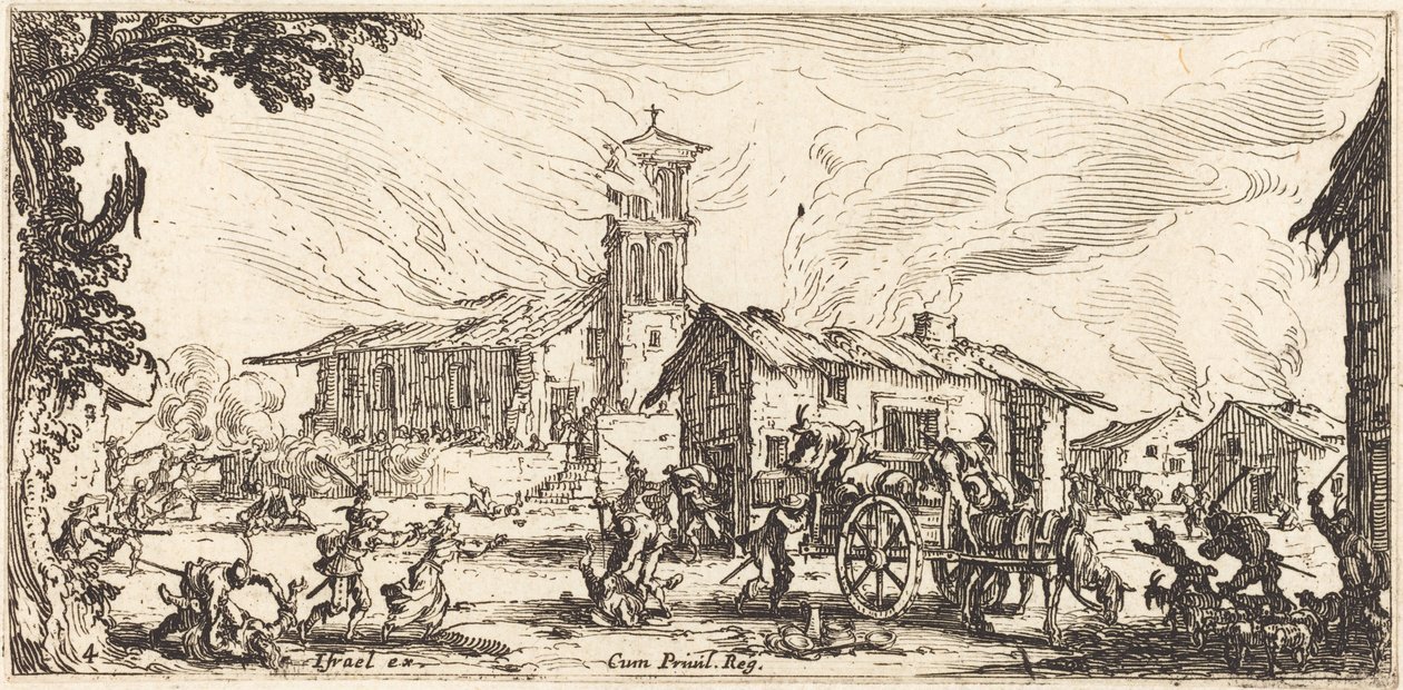 Ravaging and Burning a Village by Jacques Callot