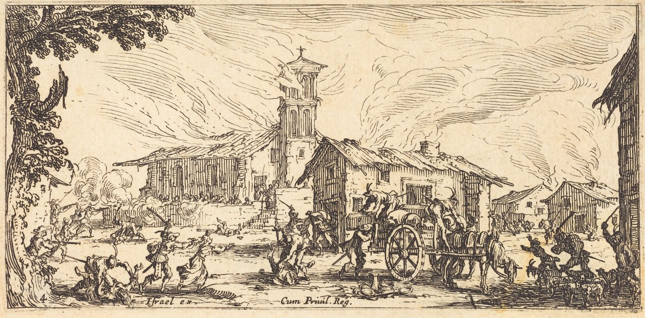 Ravaging and Burning a Village by Jacques Callot