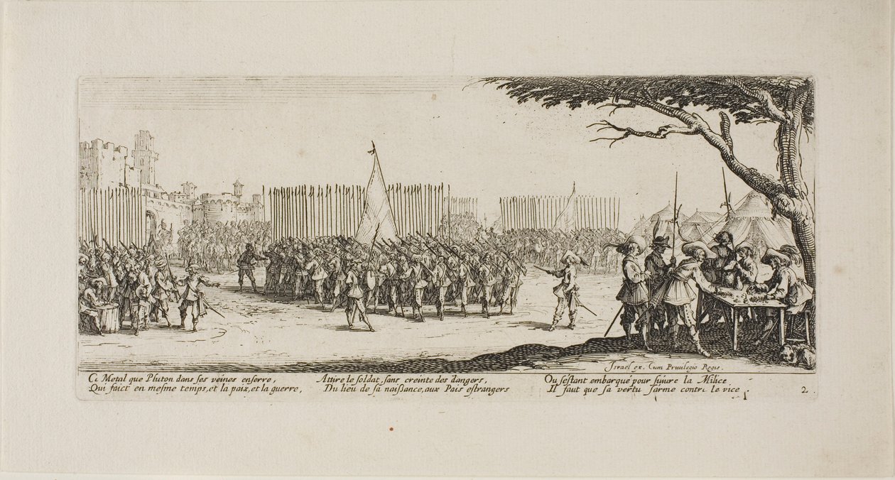 Recruitment of Troops (plate two from The Miseries of War) by Jacques Callot