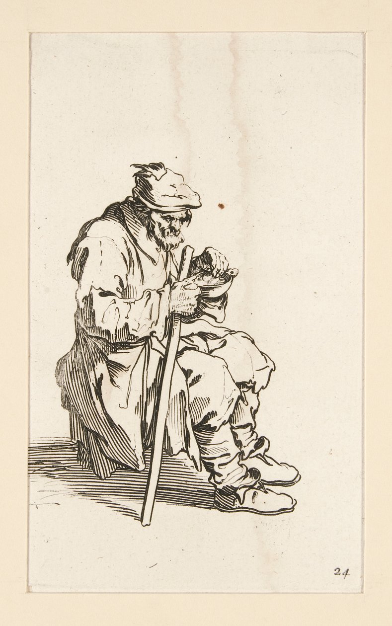 Seated Beggar, Eating, from The Beggars by Jacques Callot