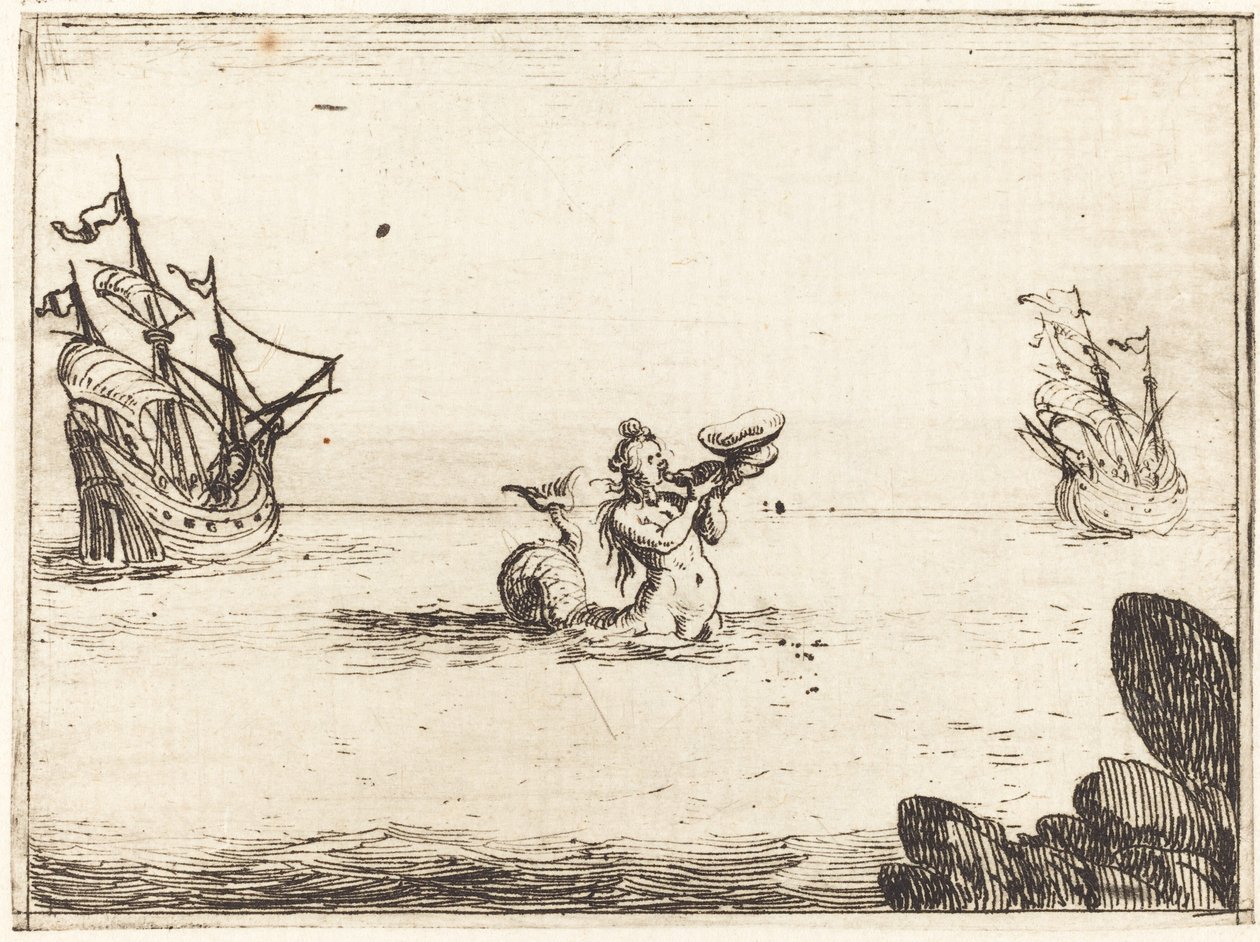 Siren between Two Ships, 1628 by Jacques Callot