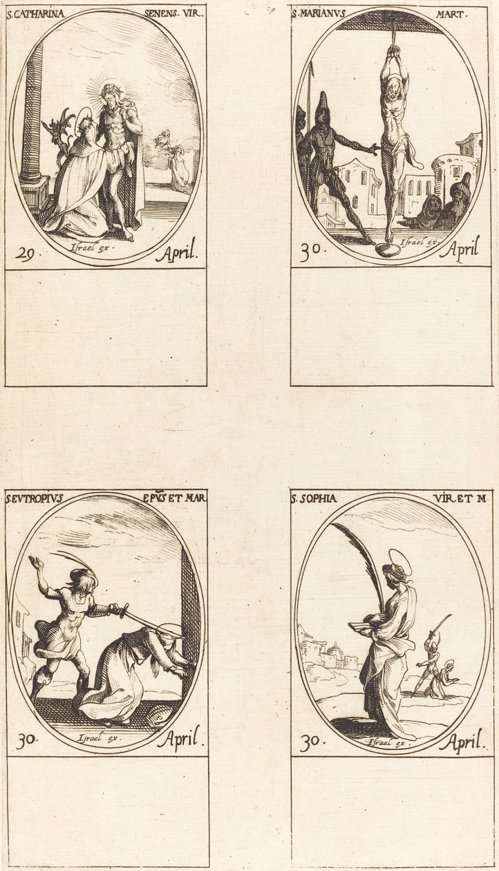 St. Catharine of Siena; St. Marian; St. Eutropius; St. Sophia by Jacques Callot