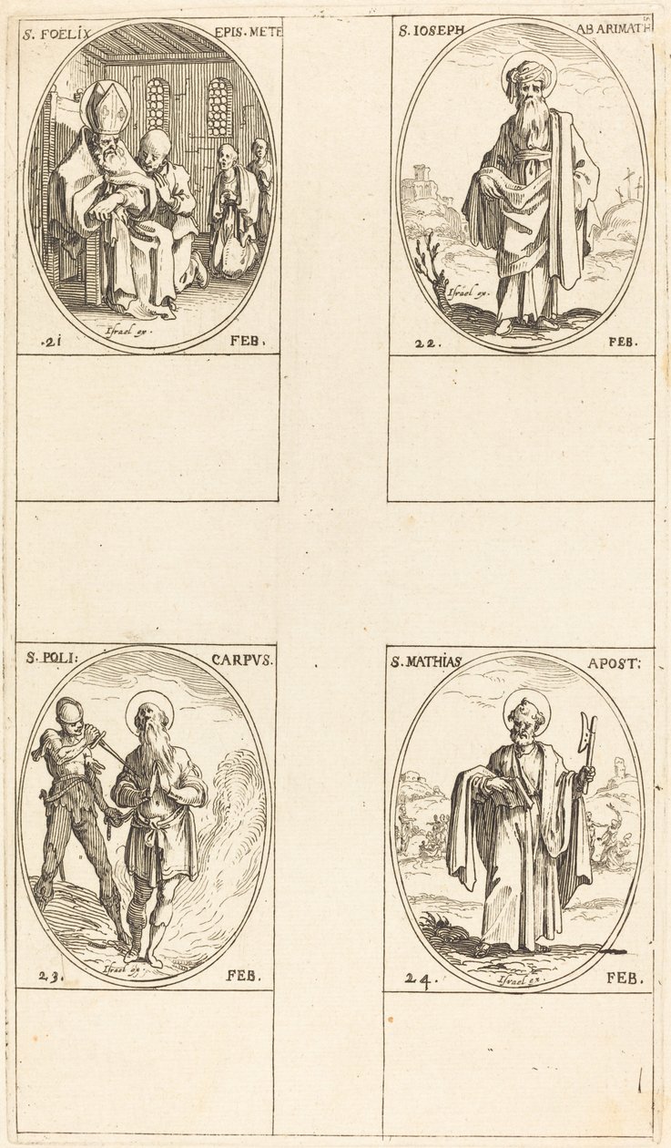 St. Felix; St. Joseph of Arimathea; St. Polycarpe; St. Matthias, Apostle by Jacques Callot