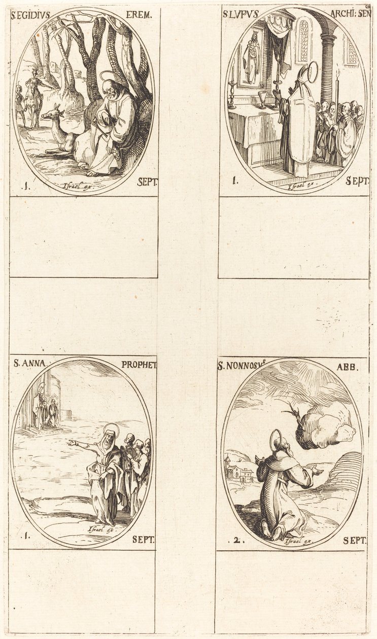 St. Giles; St. Lupus; St. Anne; St. Nonnosus by Jacques Callot