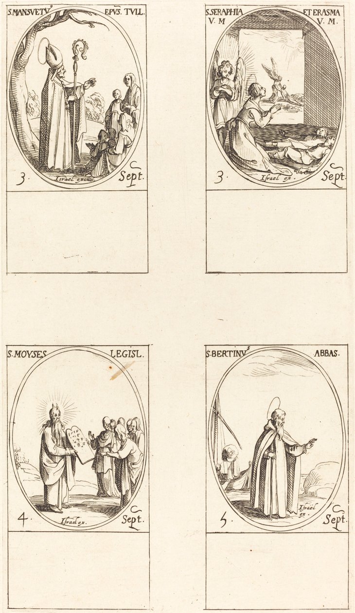 St. Mansuetus; Sts. Serapia and Erasma; Moses; St. Bertin, Abbot by Jacques Callot