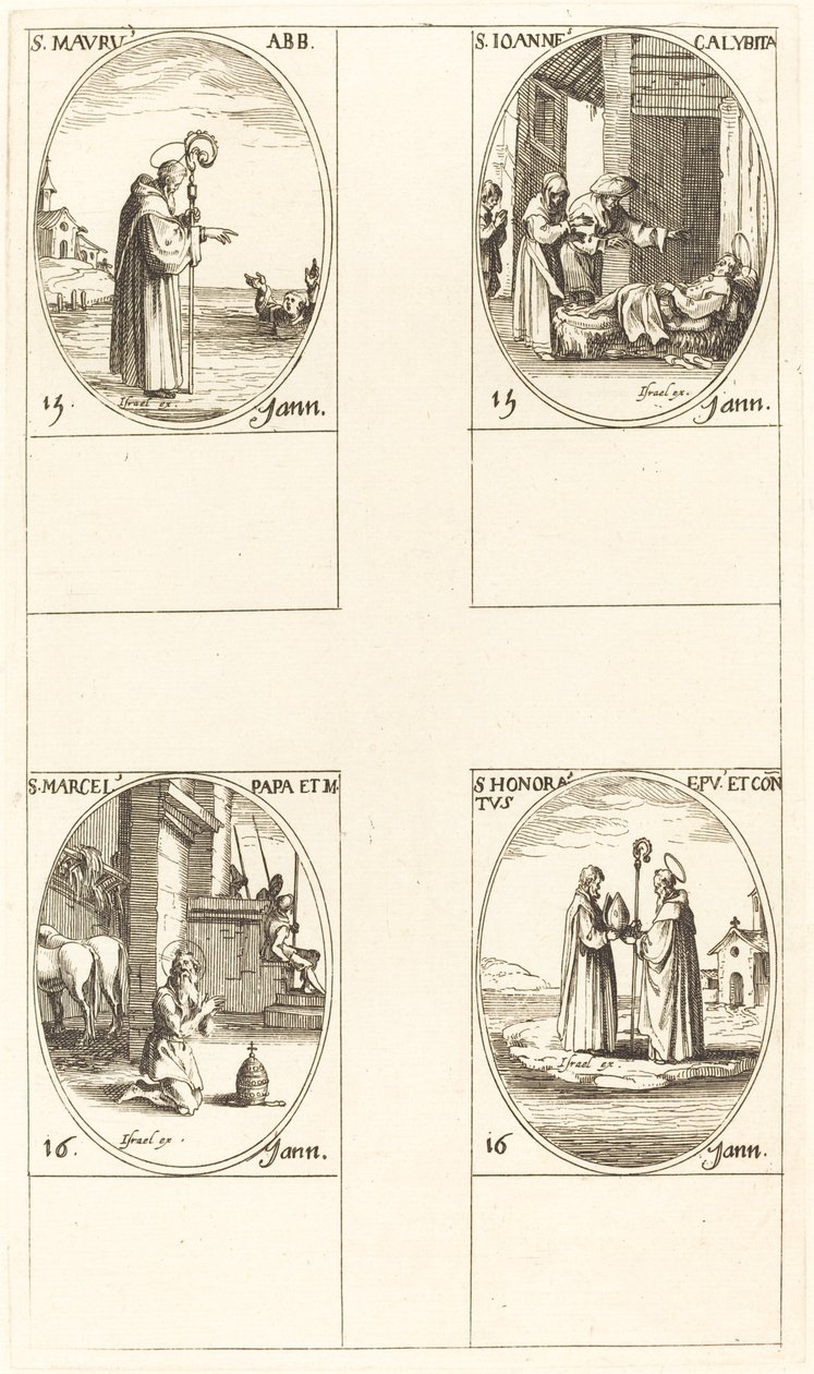 St. Maurus; St. John Calybite; St. Marcellus; St. Honoratus by Jacques Callot