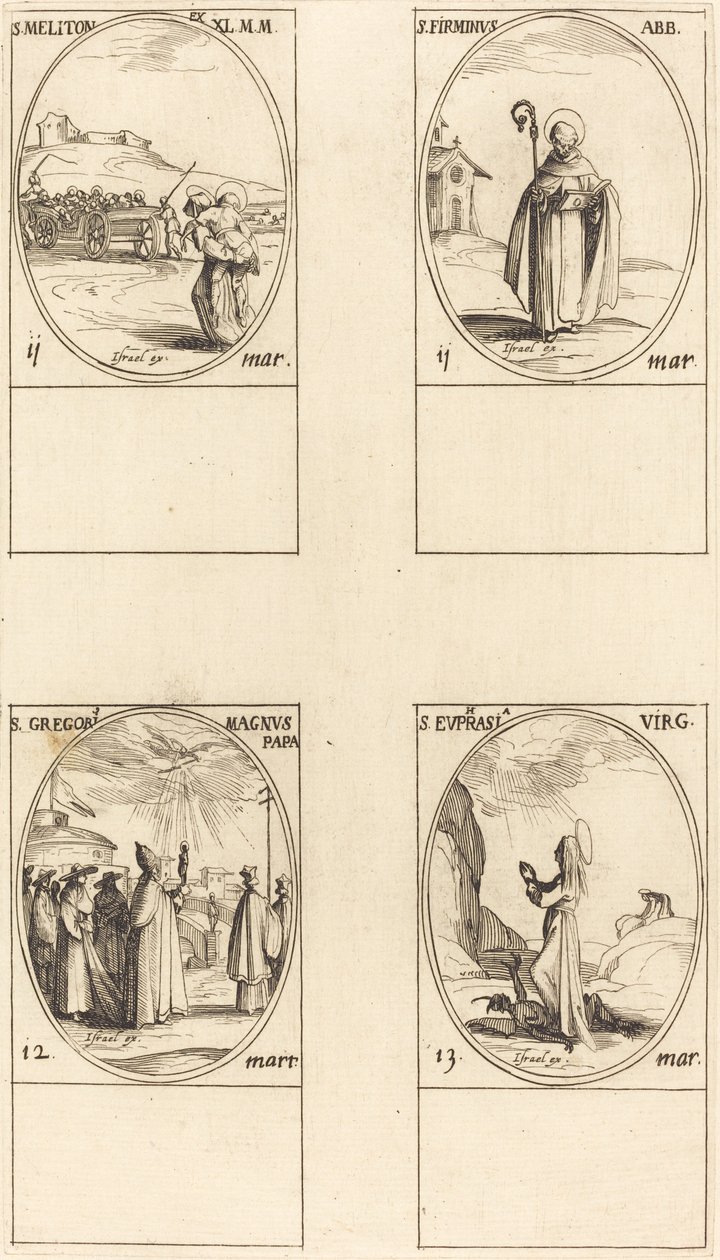 St. Meliton; St. Firminus; St. Gregory the Great; St. Euphrasia by Jacques Callot